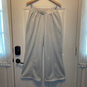 SHEIN Curve Light Gray Joggers Wide Leg Elastic Waist w/V in Front Sz 0XL